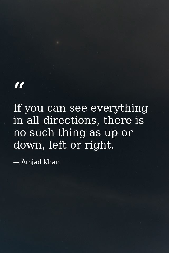 If you can see everything in all directions, there is no such thing as up or down, left or right. — Amjad Khan
