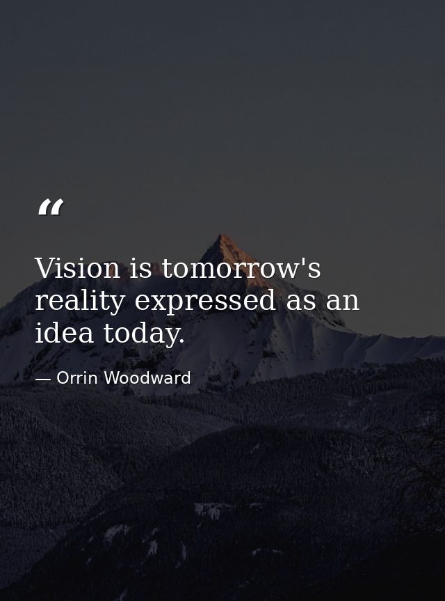 Vision is tomorrow's reality expressed as an idea today. — Orrin Woodward