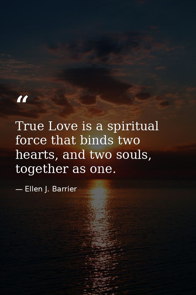 True Love is a spiritual force that binds two hearts, and two souls, together as one. — Ellen J. Barrier