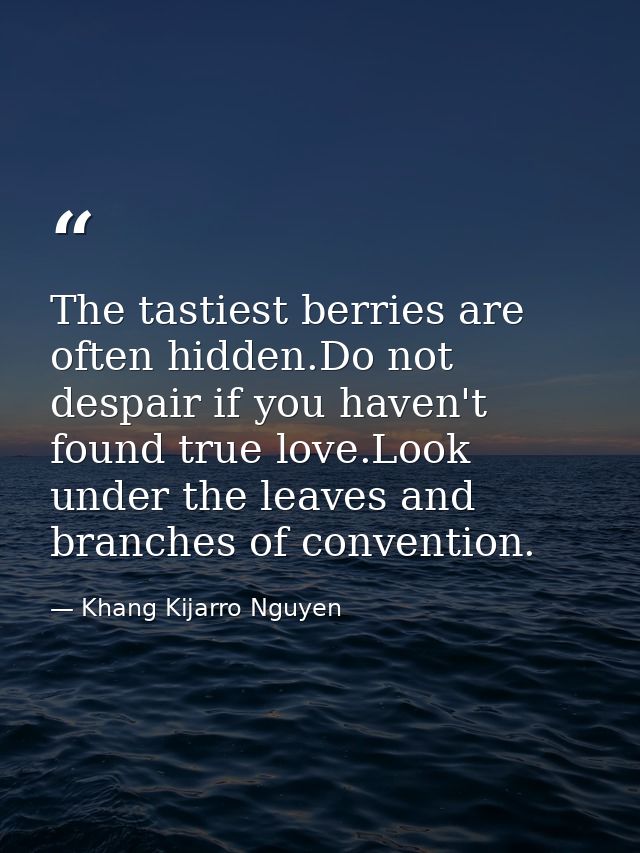 The tastiest berries are often hidden.Do not despair if you haven't found true love.Look under the leaves and branches o — Khang Kijarro Nguyen