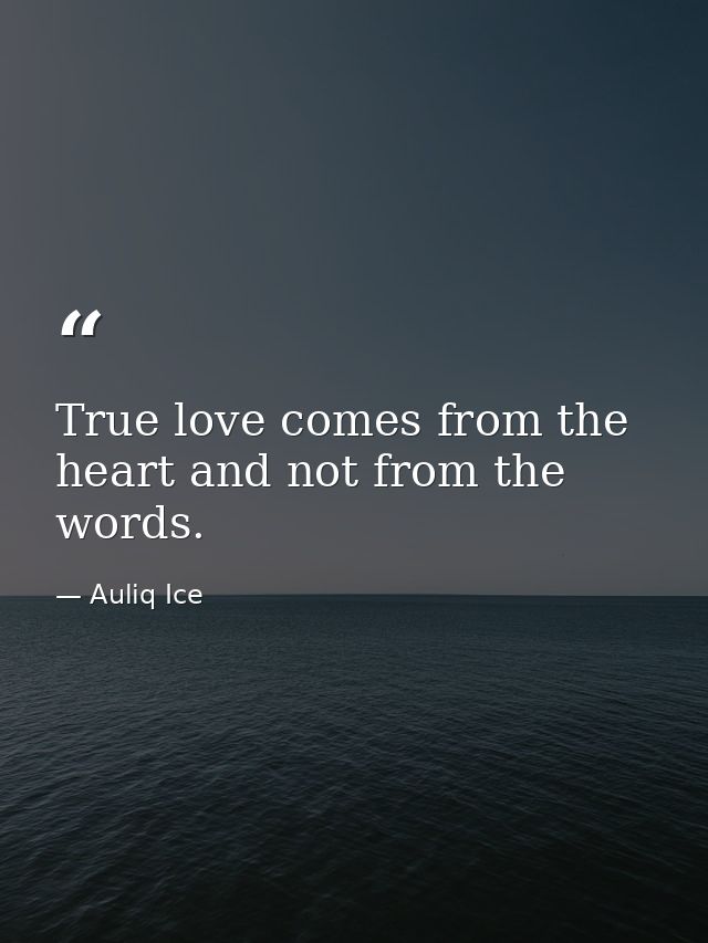 True love comes from the heart and not from the words. — Auliq Ice
