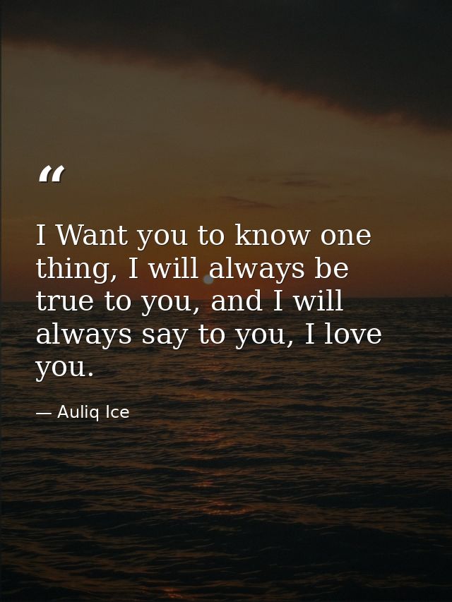 I Want you to know one thing, I will always be true to you, and I will always say to you, I love you. — Auliq Ice