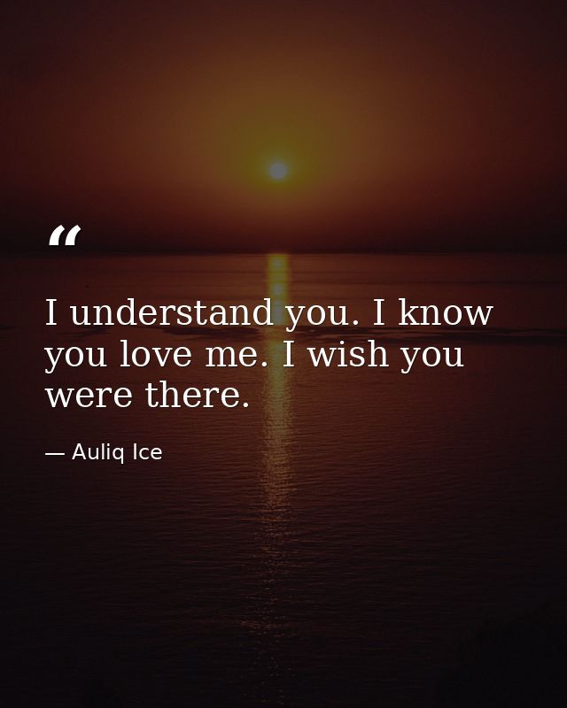 I understand you. I know you love me. I wish you were there. — Auliq Ice
