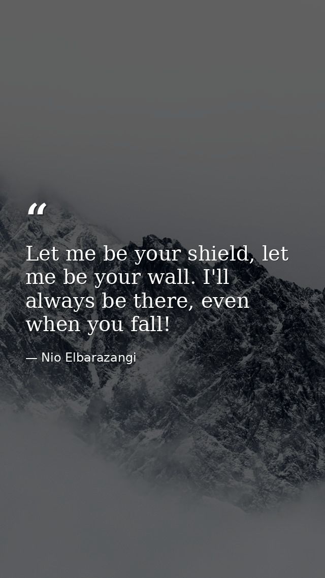 Let me be your shield, let me be your wall. I'll always be there, even when you fall! — Nio Elbarazangi