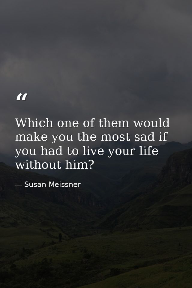 Which one of them would make you the most sad if you had to live your life without him? — Susan Meissner