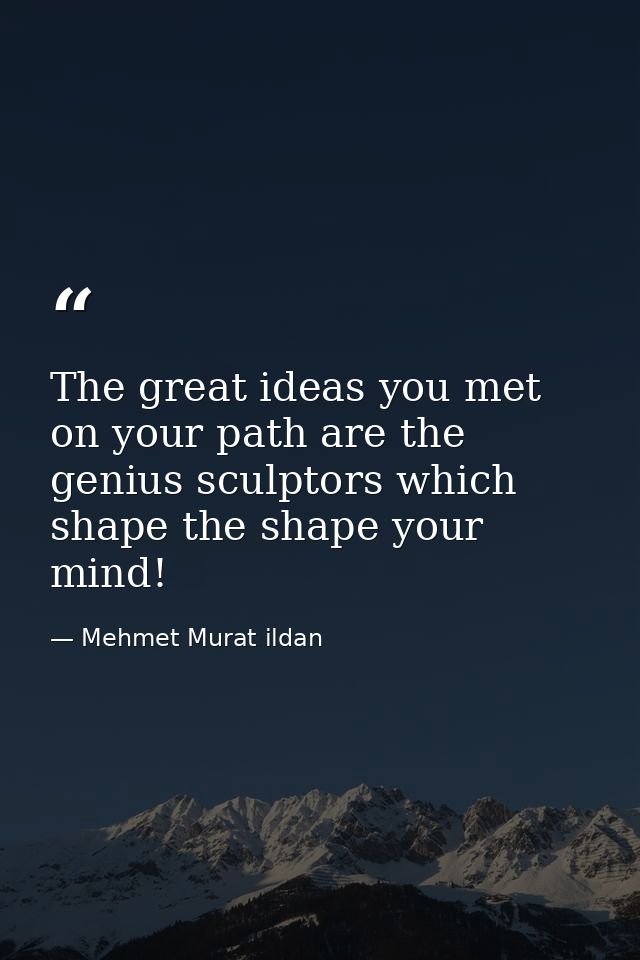 The great ideas you met on your path are the genius sculptors which shape the shape your mind! — Mehmet Murat ildan