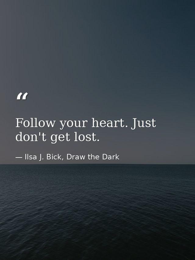 Follow your heart. Just don't get lost. — Ilsa J. Bick, Draw the Dark