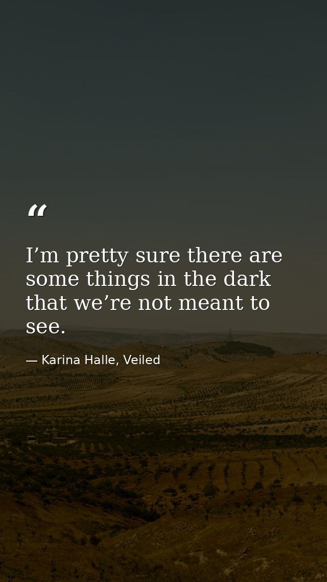 I’m pretty sure there are some things in the dark that we’re not meant to see. — Karina Halle, Veiled