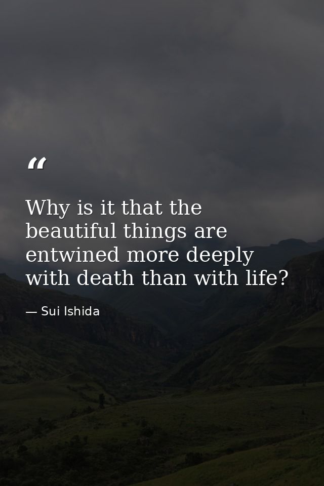 Why is it that the beautiful things are entwined more deeply with death than with life? — Sui Ishida