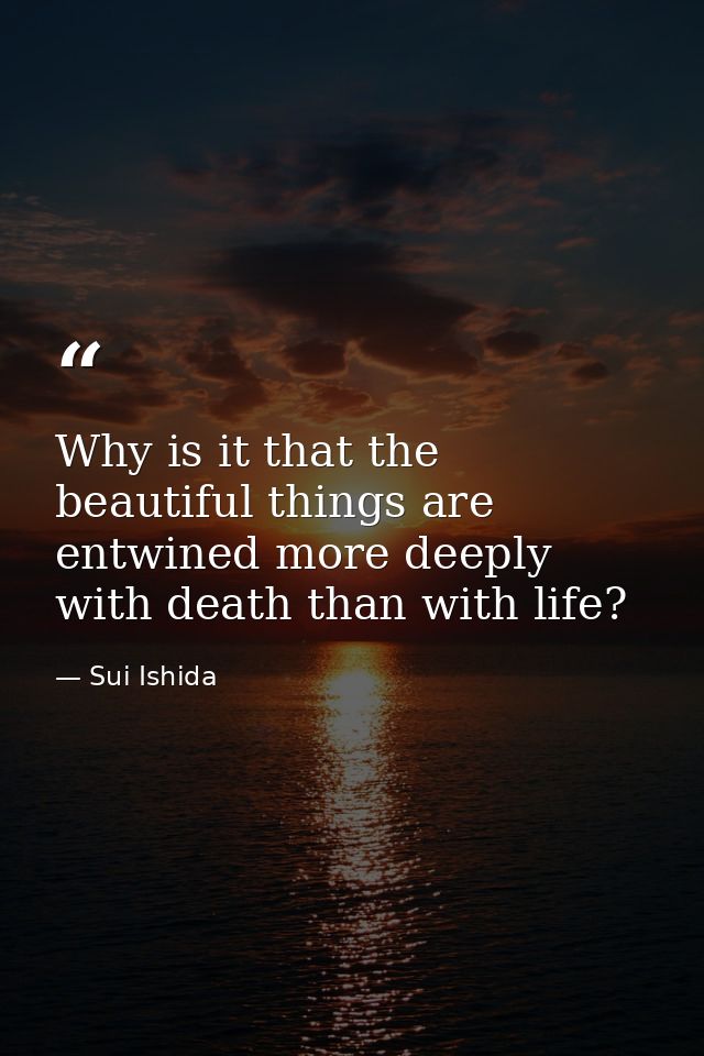 Why is it that the beautiful things are entwined more deeply with death than with life? — Sui Ishida