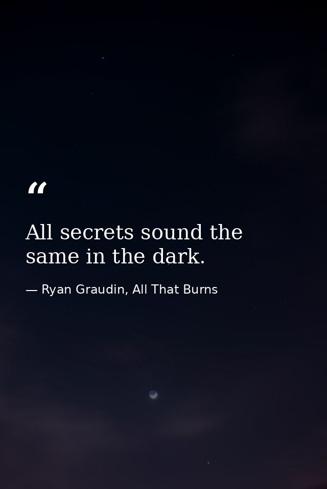 All secrets sound the same in the dark. — Ryan Graudin, All That Burns