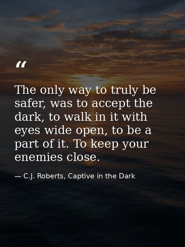 The only way to truly be safer, was to accept the dark, to walk in it with eyes wide open, to be a part of it. To keep y — C.J. Roberts, Captive in the Dark