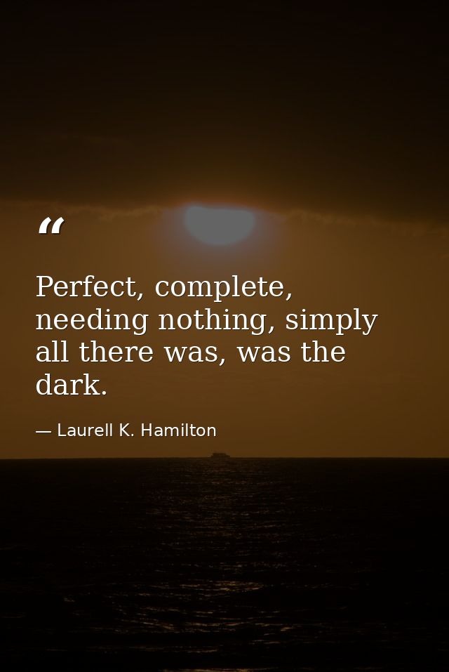 Perfect, complete, needing nothing, simply all there was, was the dark. — Laurell K. Hamilton