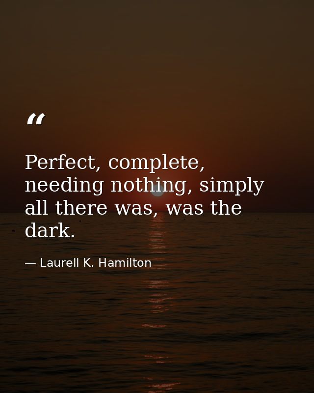 Perfect, complete, needing nothing, simply all there was, was the dark. — Laurell K. Hamilton
