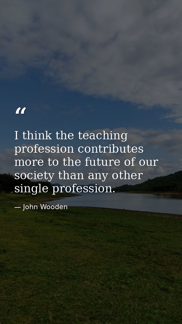 I think the teaching profession contributes more to the future of our society than any other single profession. — John Wooden