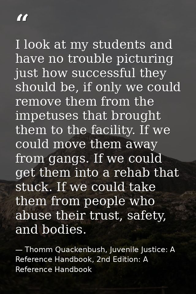 I look at my students and have no trouble picturing just how successful they should be, if only we could remove them fro — Thomm Quackenbush, Juvenile Justice: A Reference Handbook, 2nd Edition: A Reference Handbook
