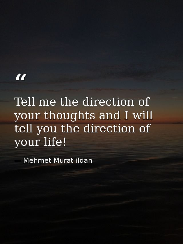 Tell me the direction of your thoughts and I will tell you the direction of your life! — Mehmet Murat ildan