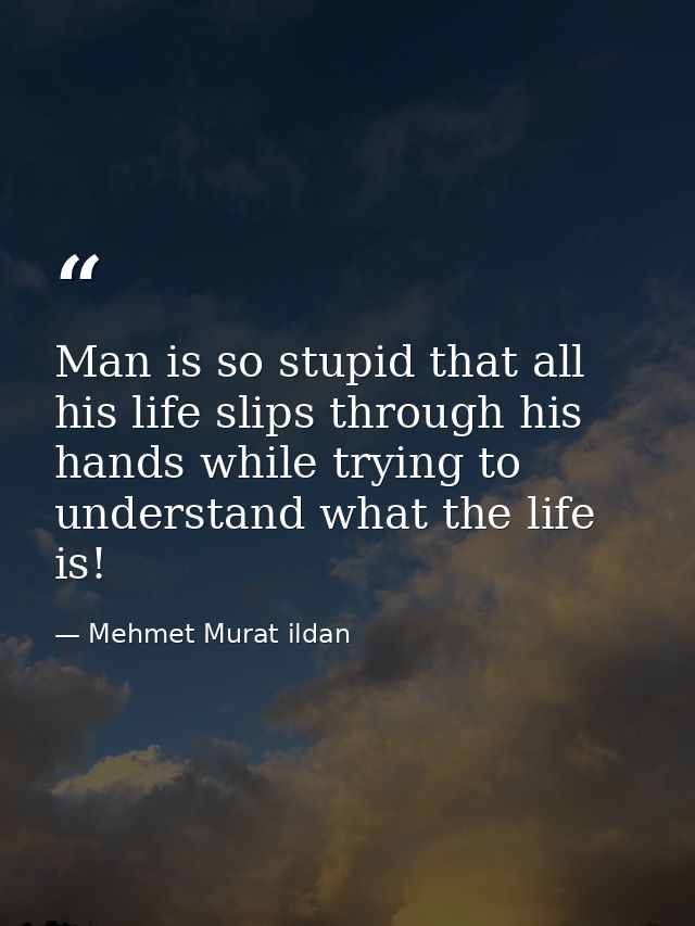 Man is so stupid that all his life slips through his hands while trying to understand what the life is! — Mehmet Murat ildan