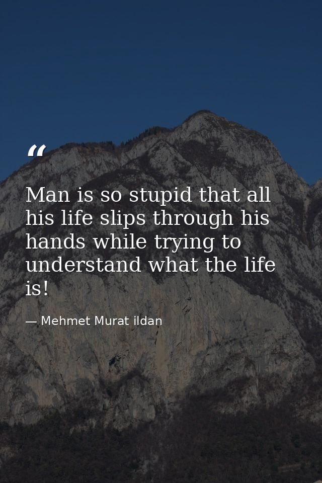 Man is so stupid that all his life slips through his hands while trying to understand what the life is! — Mehmet Murat ildan