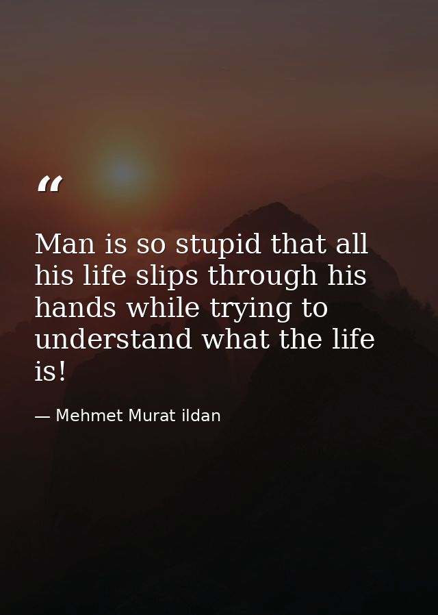 Man is so stupid that all his life slips through his hands while trying to understand what the life is! — Mehmet Murat ildan