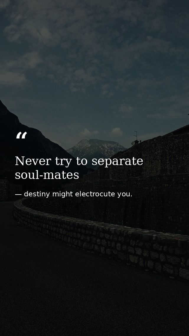 Never try to separate soul-mates — destiny might electrocute you.
