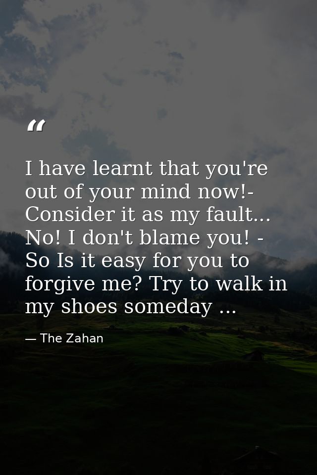 I have learnt that you're out of your mind now!- Consider it as my fault... No! I don't blame you! - So Is it easy for y — The Zahan