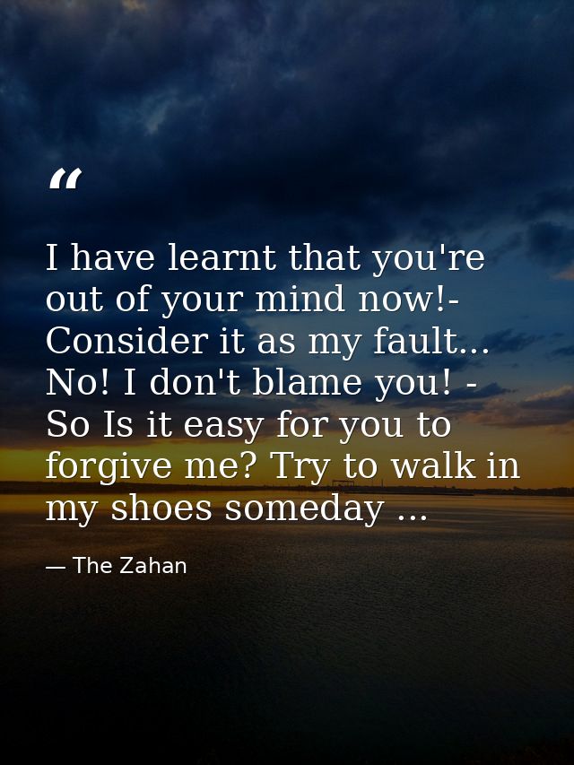 I have learnt that you're out of your mind now!- Consider it as my fault... No! I don't blame you! - So Is it easy for y — The Zahan