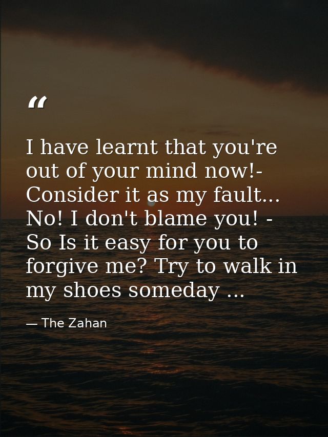 I have learnt that you're out of your mind now!- Consider it as my fault... No! I don't blame you! - So Is it easy for y — The Zahan