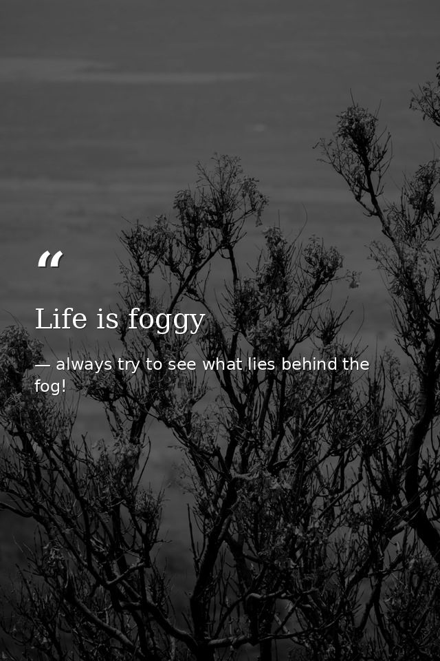 Life is foggy — always try to see what lies behind the fog!