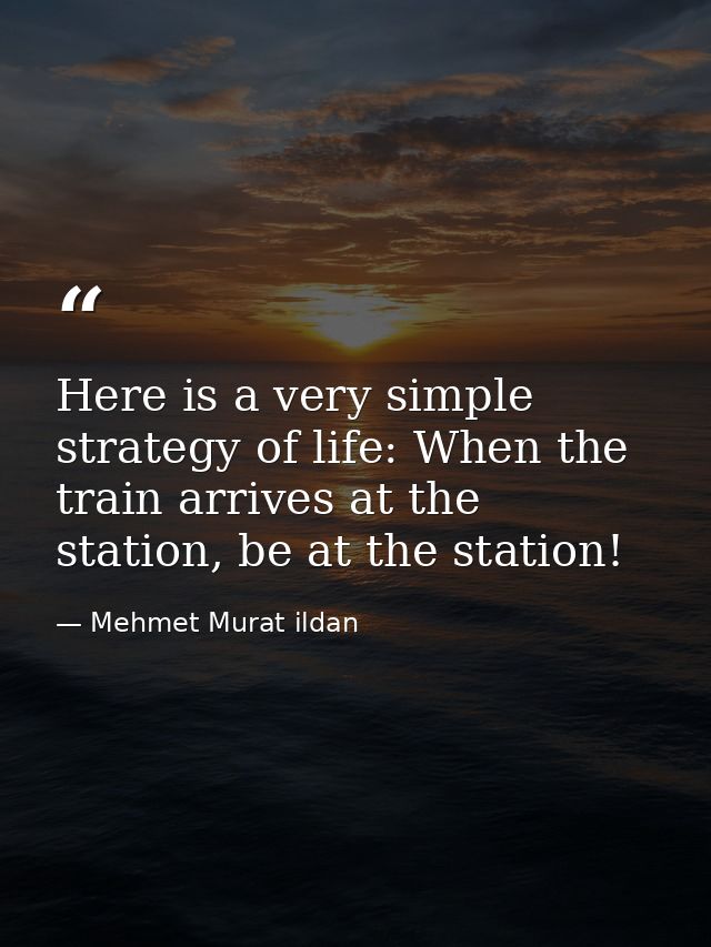 Here is a very simple strategy of life: When the train arrives at the station, be at the station! — Mehmet Murat ildan