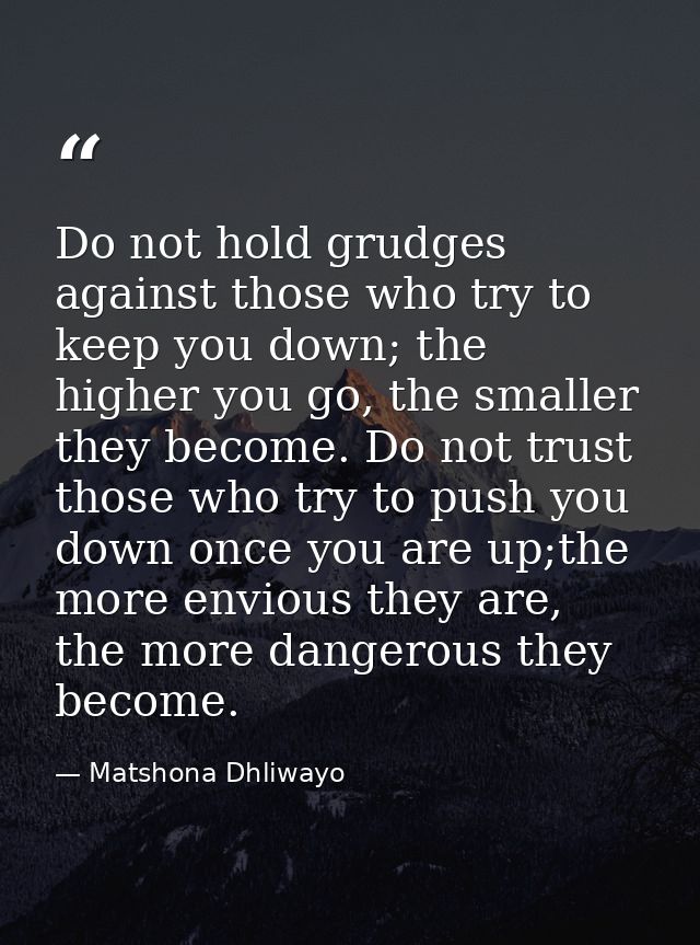 Do not hold grudges against those who try to keep you down; the higher you go, the smaller they become. Do not trust tho — Matshona Dhliwayo