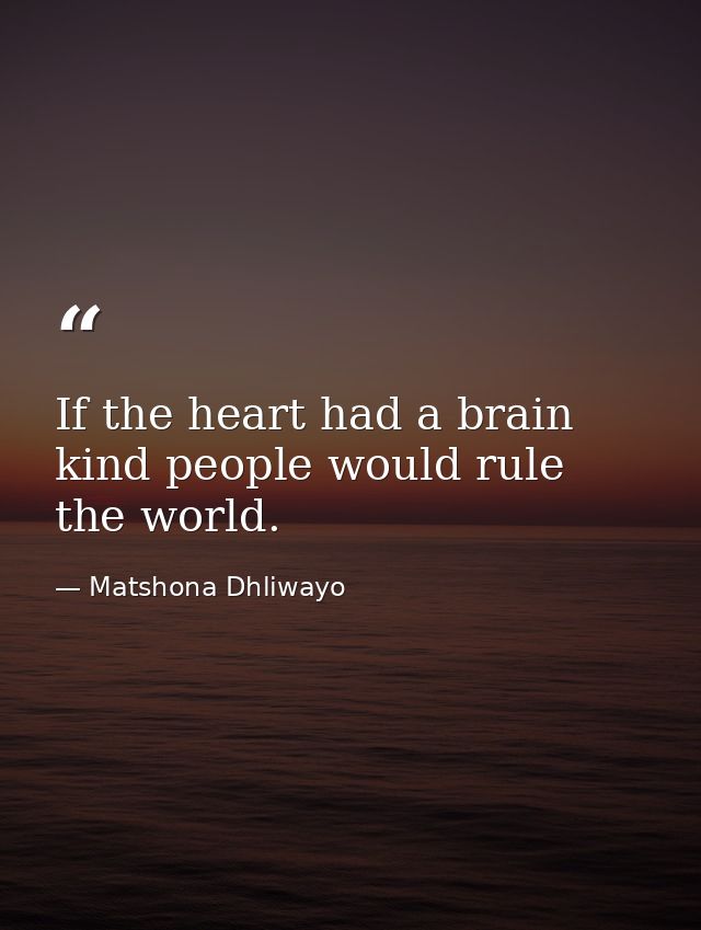 If the heart had a brain kind people would rule the world. — Matshona Dhliwayo