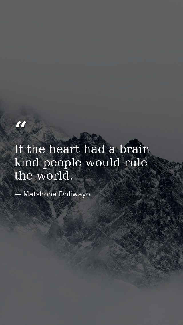 If the heart had a brain kind people would rule the world. — Matshona Dhliwayo