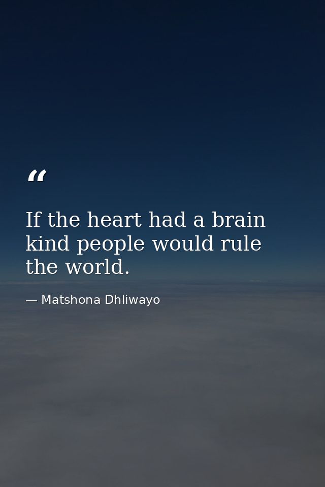If the heart had a brain kind people would rule the world. — Matshona Dhliwayo