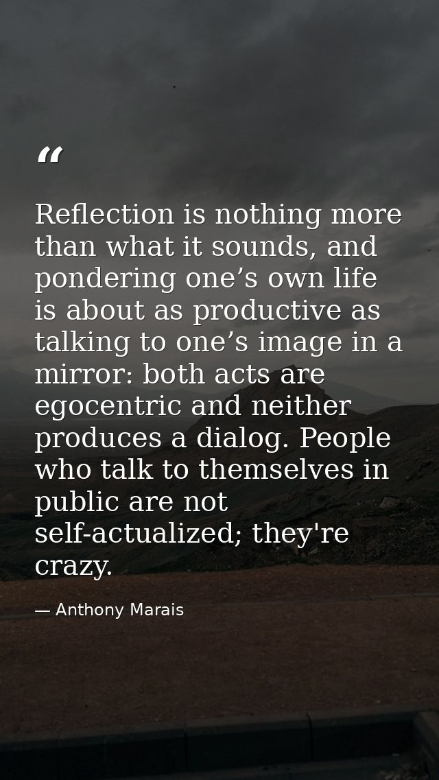 Reflection is nothing more than what it sounds, and pondering one’s own life is about as productive as talking to one’s  — Anthony Marais