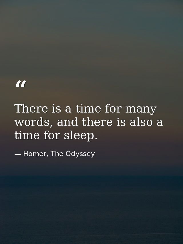 There is a time for many words, and there is also a time for sleep. — Homer, The Odyssey