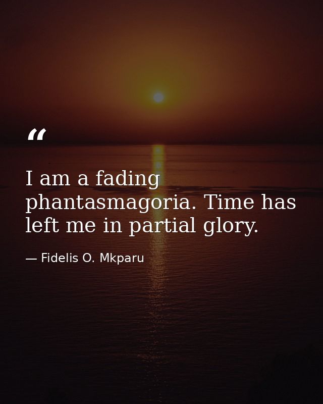 I am a fading phantasmagoria. Time has left me in partial glory. — Fidelis O. Mkparu