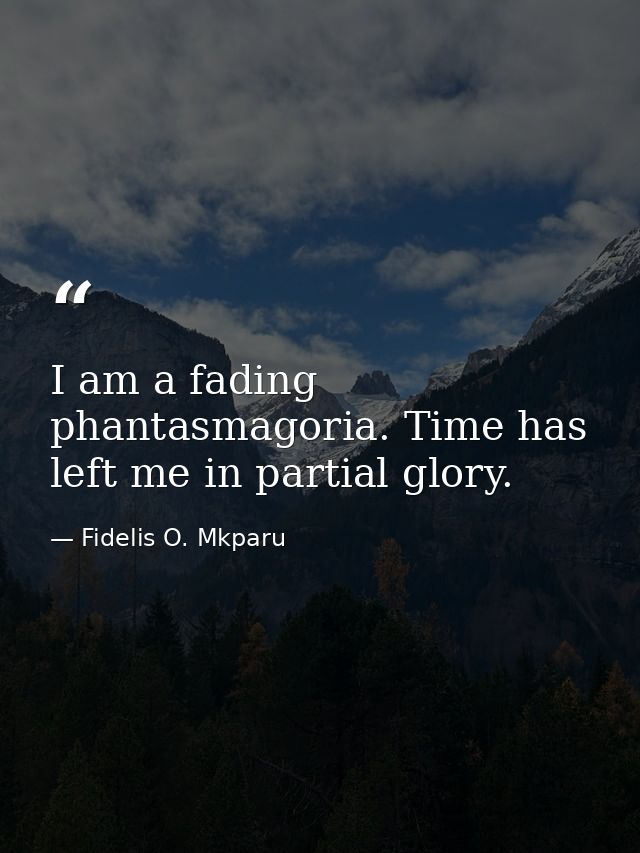 I am a fading phantasmagoria. Time has left me in partial glory. — Fidelis O. Mkparu