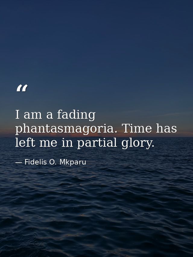 I am a fading phantasmagoria. Time has left me in partial glory. — Fidelis O. Mkparu