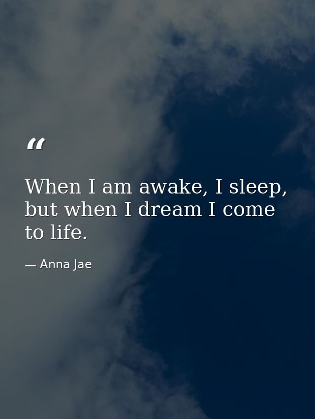 When I am awake, I sleep, but when I dream I come to life. — Anna Jae