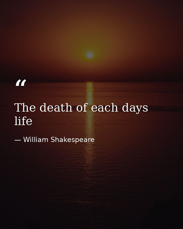 The death of each days life — William Shakespeare