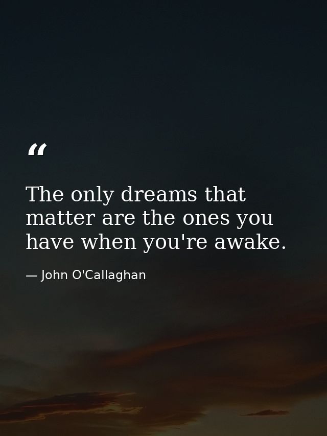 The only dreams that matter are the ones you have when you're awake. — John O'Callaghan