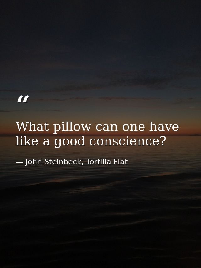 What pillow can one have like a good conscience? — John Steinbeck, Tortilla Flat
