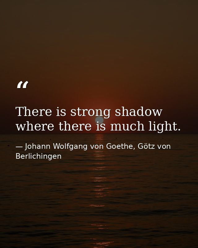 There is strong shadow where there is much light. — Johann Wolfgang von Goethe, Götz von Berlichingen