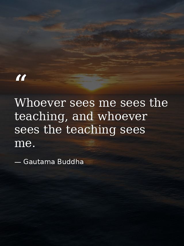 Whoever sees me sees the teaching, and whoever sees the teaching sees me. — Gautama Buddha