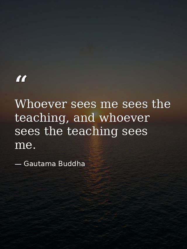 Whoever sees me sees the teaching, and whoever sees the teaching sees me. — Gautama Buddha