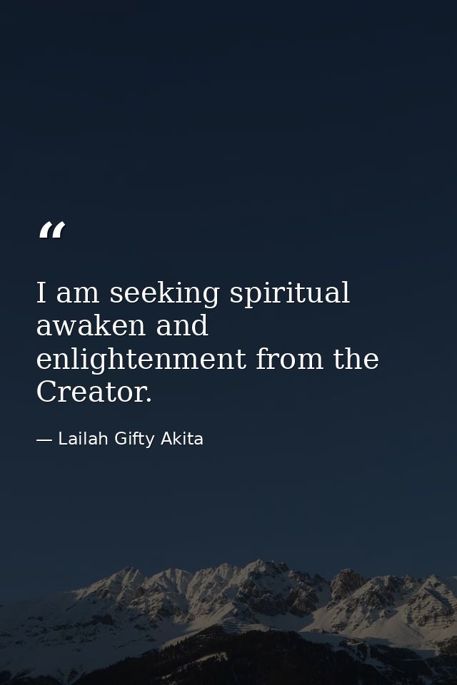 I am seeking spiritual awaken and enlightenment from the Creator. — Lailah Gifty Akita