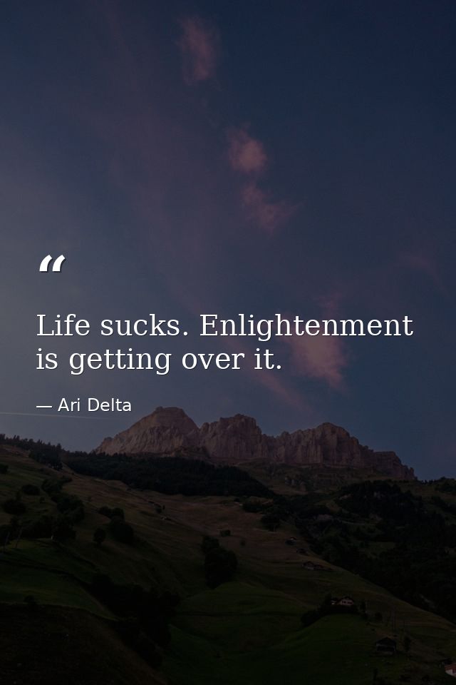 Life sucks. Enlightenment is getting over it. — Ari Delta
