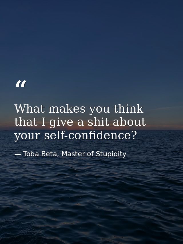 What makes you think that I give a shit about your self-confidence? — Toba Beta, Master of Stupidity