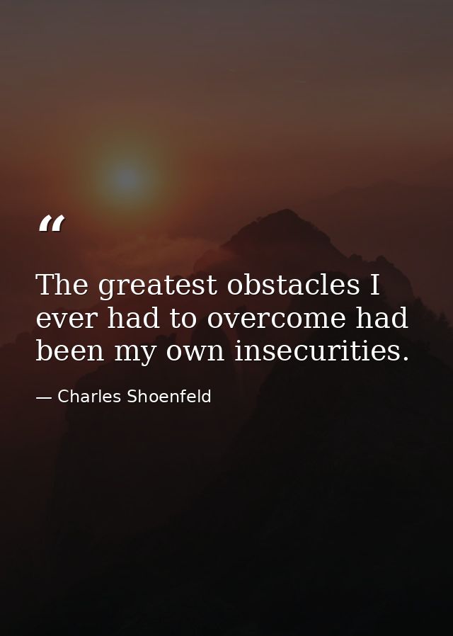 The greatest obstacles I ever had to overcome had been my own insecurities. — Charles Shoenfeld